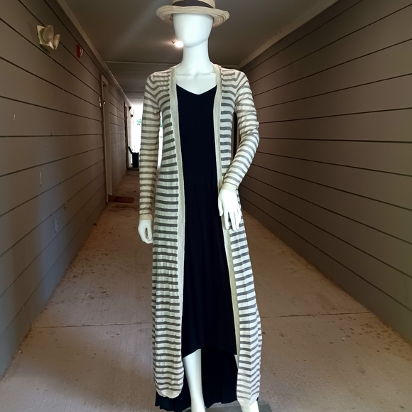 NWT Anthropologie Striped Wool Blend Open Front Duster Cardigan - Picture 6 of 11